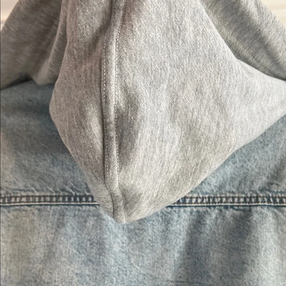Free People Blue Jean Jacket with Gray Hood - Picture 6 of 8